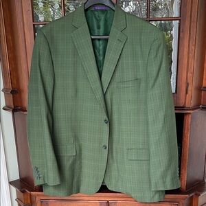 Elegant Green Plaid Men's Blazer